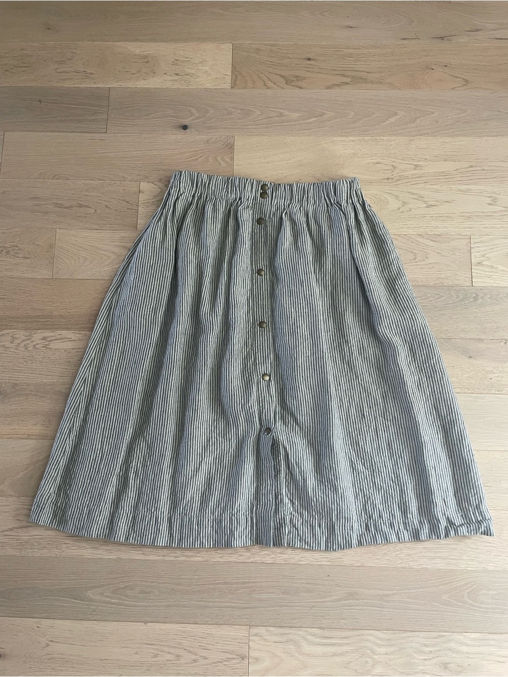 notPERFECTLINEN Striped  Marseille Button-Front  Skirt Large